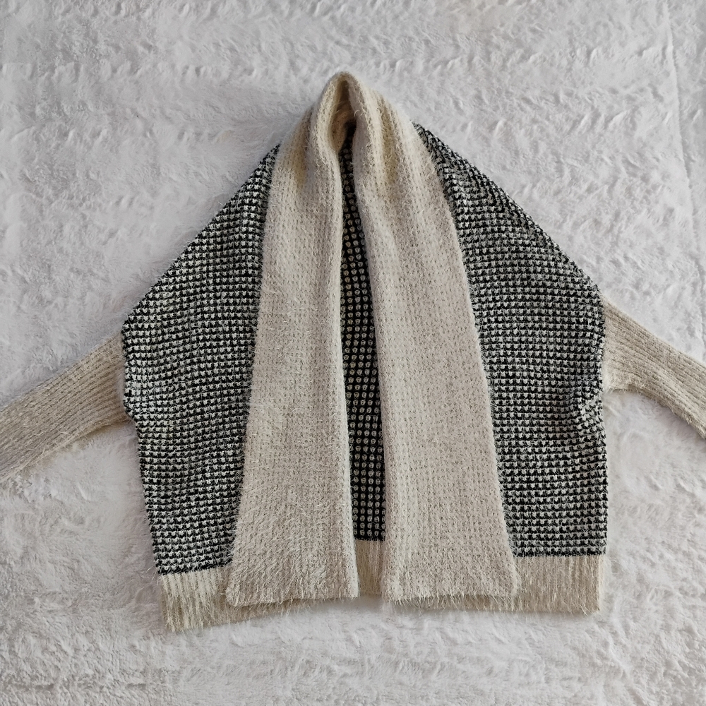 RD Style Patterned Eyelash Dolman Sleeve Cardigan